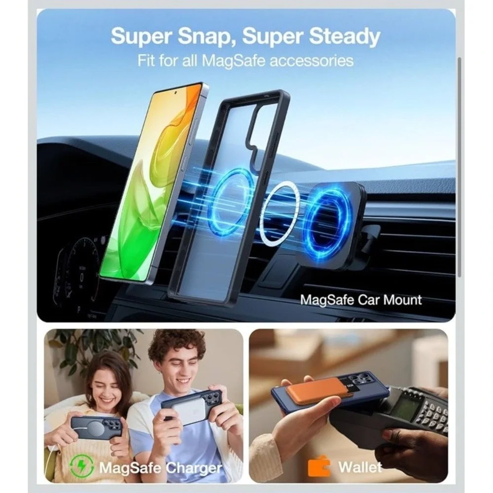 TORRAS for Samsung Galaxy S25 Ultra Case, Fit for MagSafe, Translucent Slim-Navy